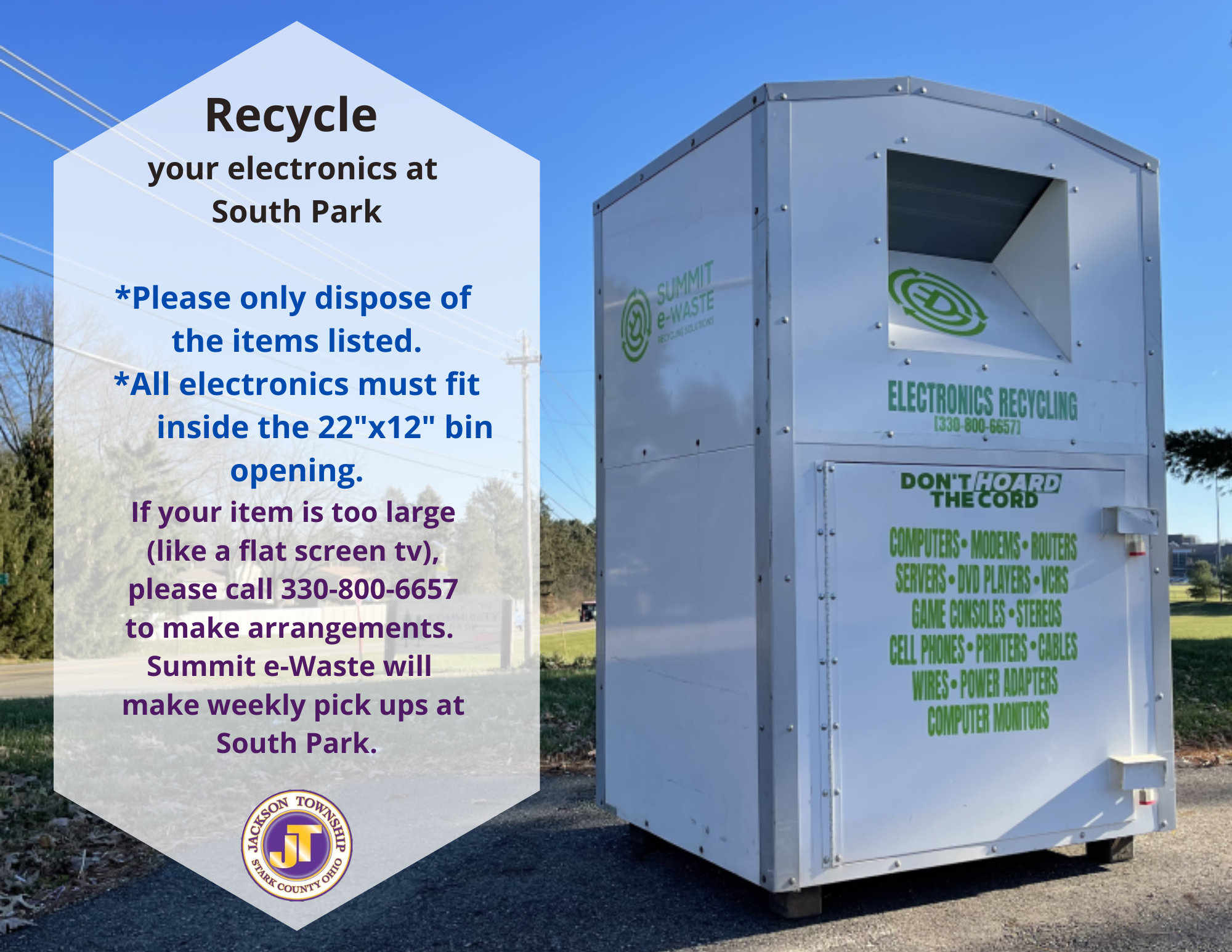 Recycle your e-waste at South Park If it doesn't fit... don't let it sit!